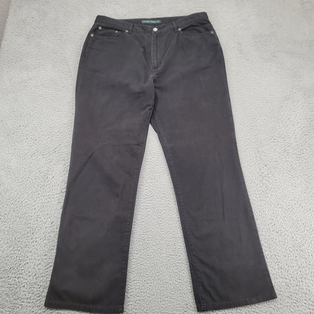 Lauren Ralph Lauren Jeans Womens 12 Black Stretch Denim Straight Leg Casual Logo